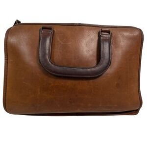 COACH Vintage Leather Slim Satchel Bag Purse Handles Brown NYC USA 13"